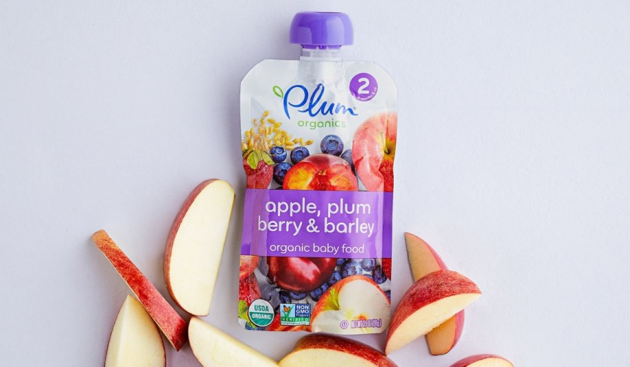 Plum Organics Stage 2 Organic Baby Food in apple, plum, berry, and barley