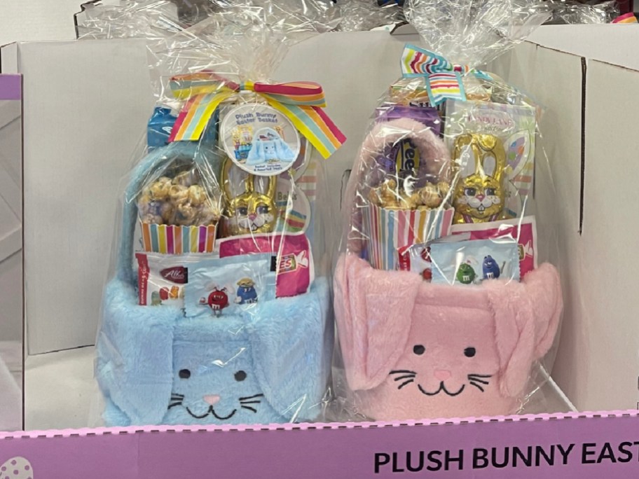 Plush Bunny blue and pink Filled Easter baskets