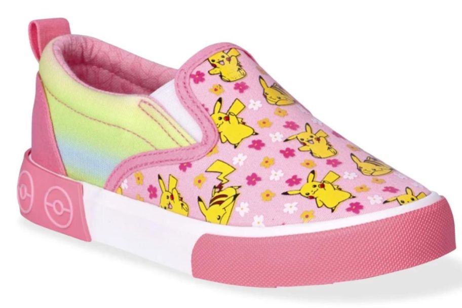 A Pokémon Little & Big Girls Pikachu Low Top Sneaker in pink