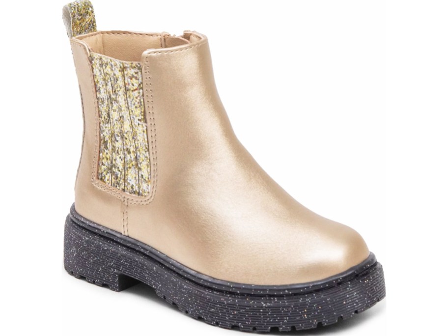 metallic gold boot with gold glitter
