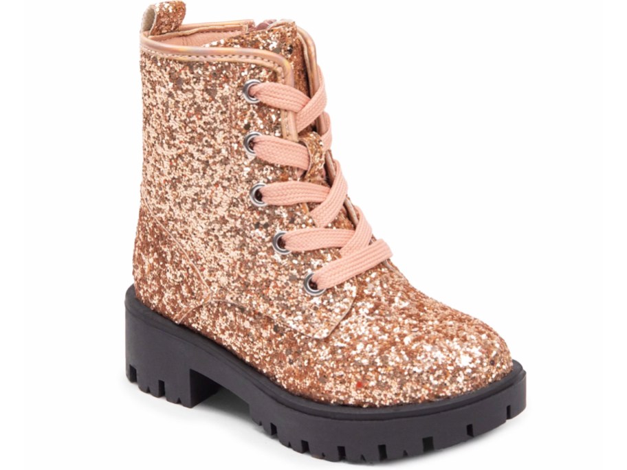 pink sparkly combat boot