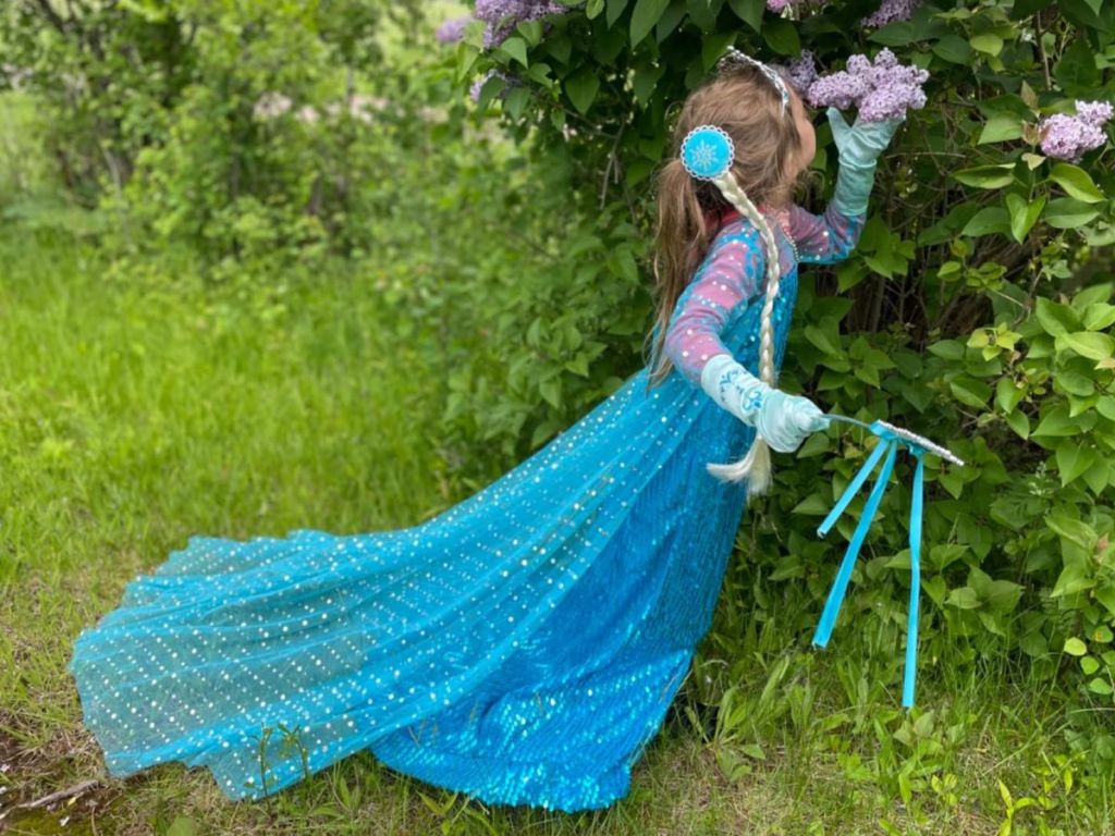 A little girl in a Princess Elsa Costume