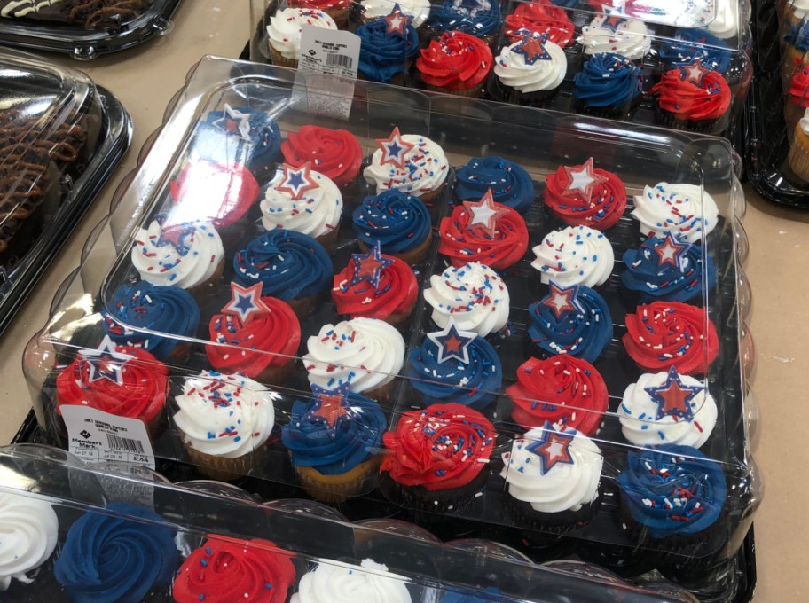 a platter of frosted cupcakes, one of our favorites at Sam's Club