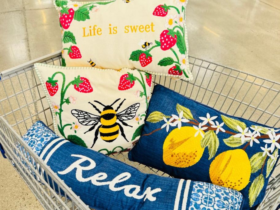 Sam's Club Spring Throw Pillows in a cart