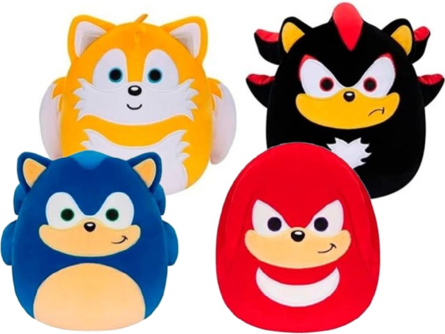 Stock images of 4 Sega Sonic Characters Squishmallow Plush