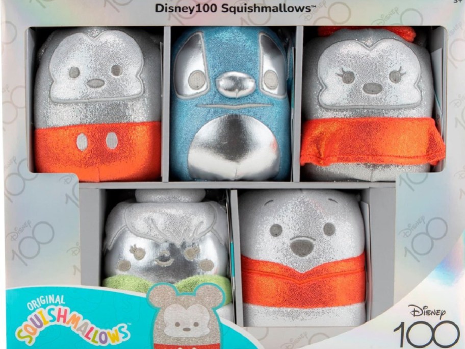 Stock image of a 5-pack of Disney 100 Squishmallows