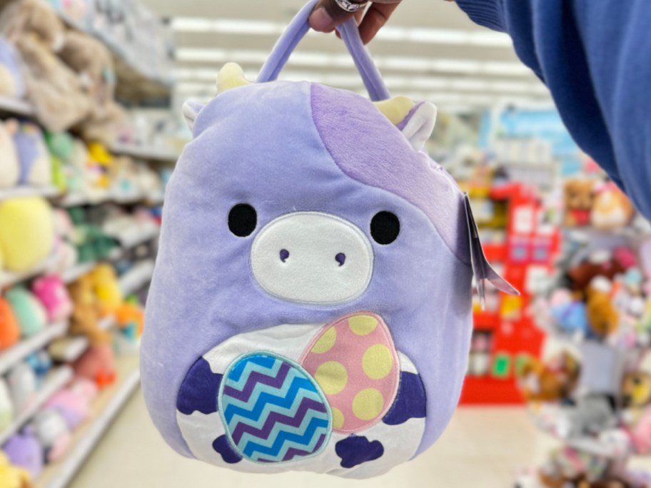 Squishmallows Bubba the Cow Holding Eggs Easter Basket