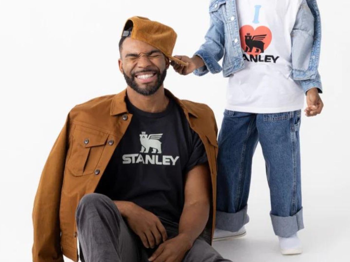A man and a boy wearing Stanley Apparel Tees