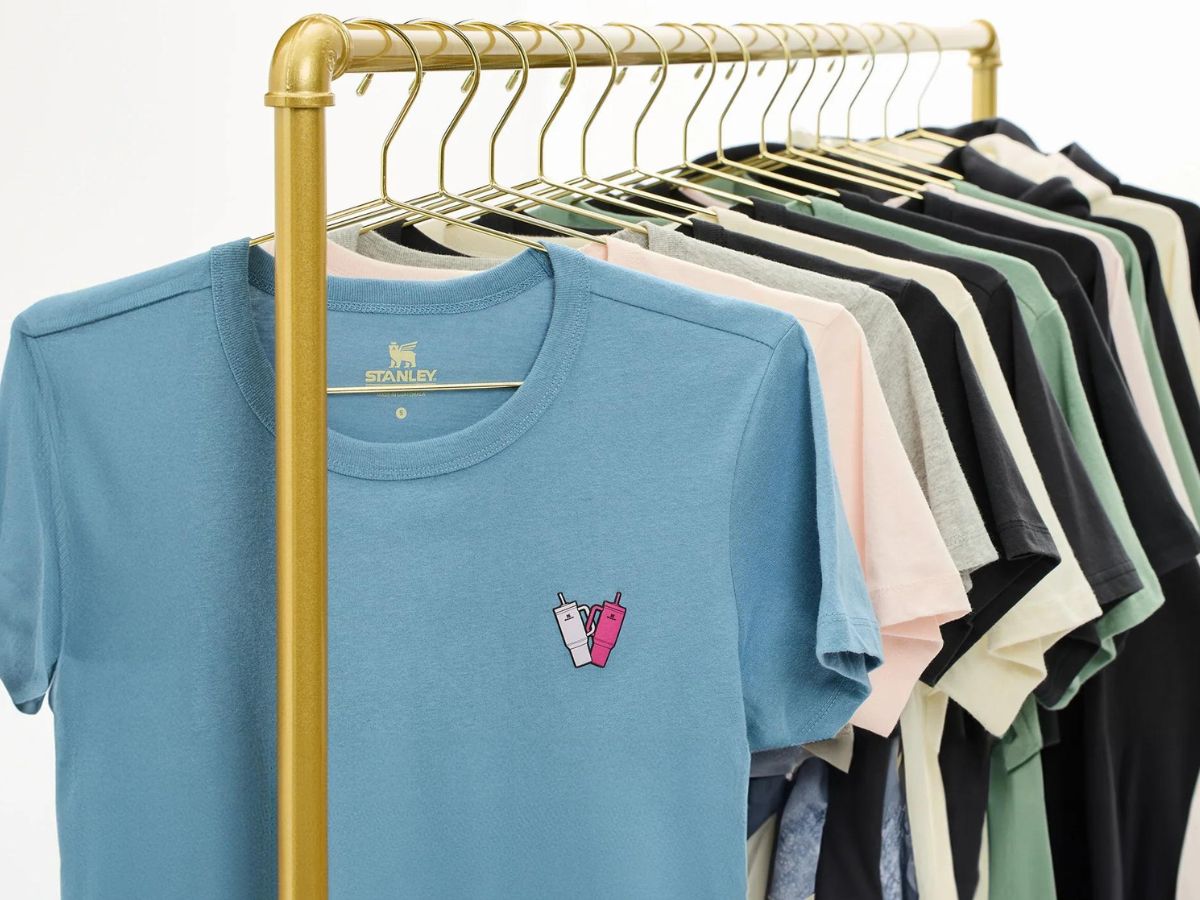 Stanley Apparel Tees on a clothing rack