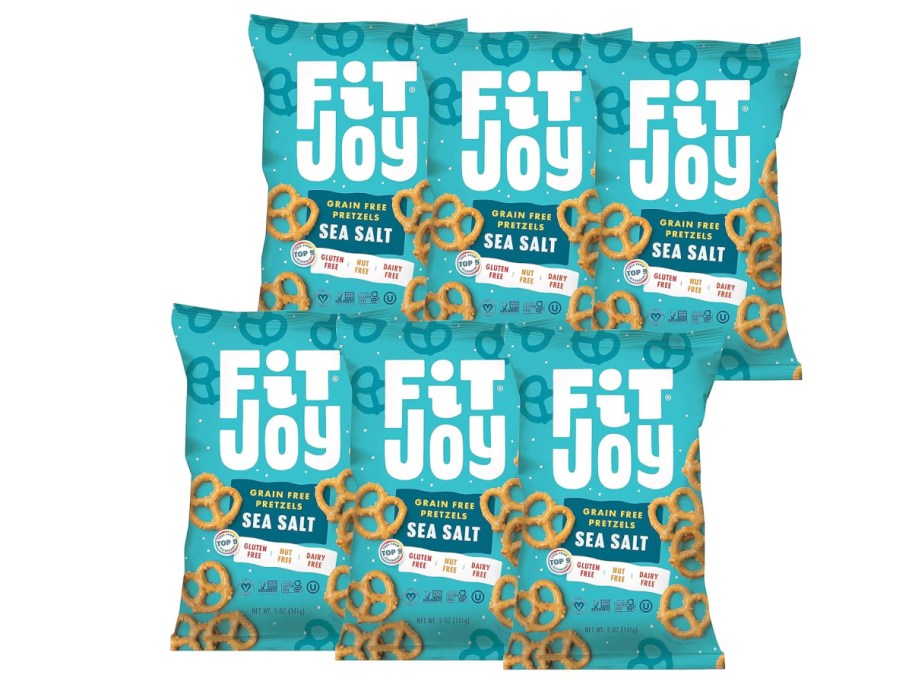 Stock image of FitJoy Gluten Free twists 6 Pack- Sea Salt Sticks