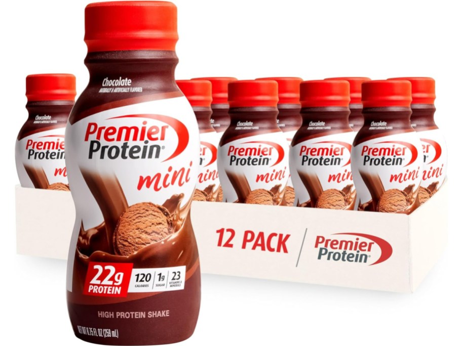 Stock image of Premier Protein Shake MINIs Shakes Chocolate 12 Pack