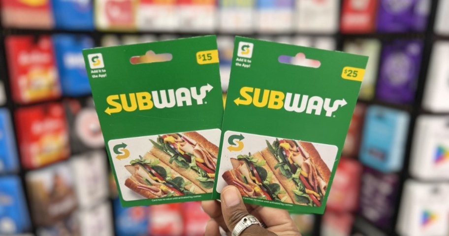 two subway gift cards in store