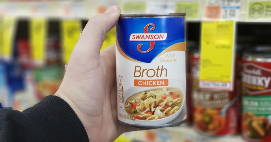 can of swanson chicken broth in store