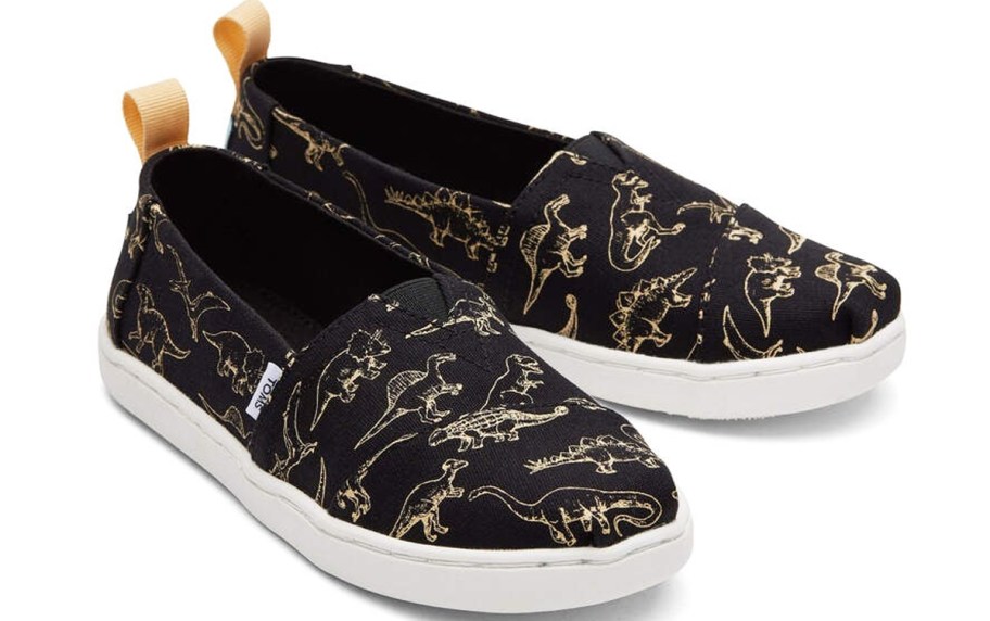 black and gold dino print sneakers