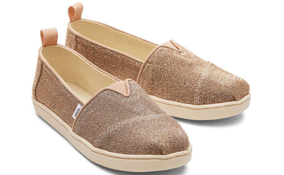 gold glitter knit toms shoes