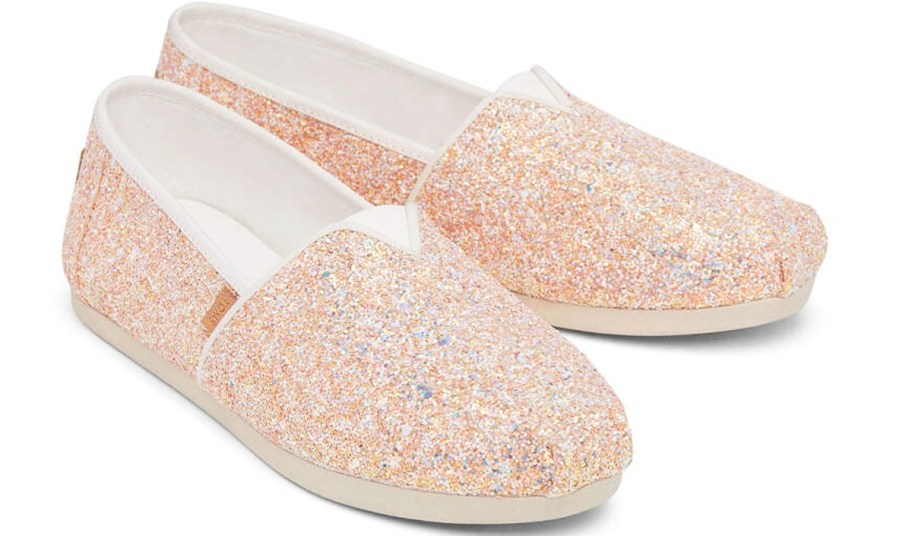 light pink glittery toms shoes