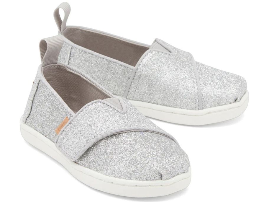 TOMS Alpargata Toddler Shoe in Silver Glitter