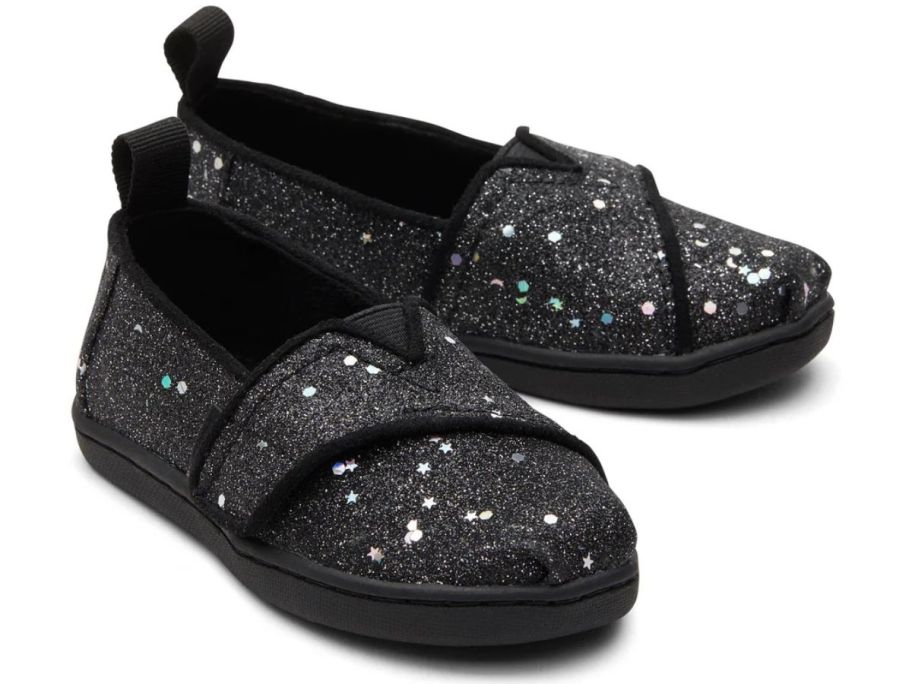 TOMS Alpargata Toddler Shoe in Black Cosmic Glitter