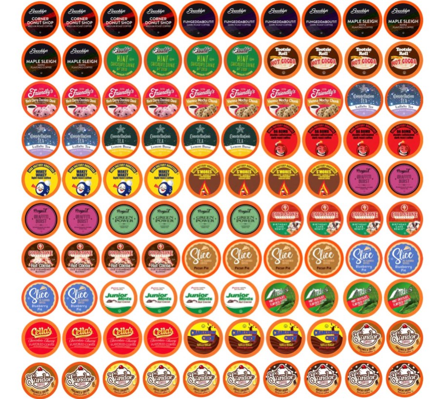 100 k-cups in various flavors