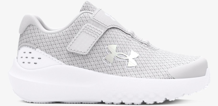 light grey and white under armour infant running shoe