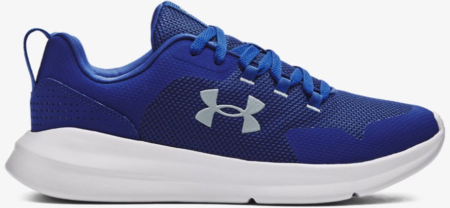 blue and white under armour running shoe