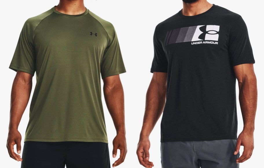 men in green and black under armour tops