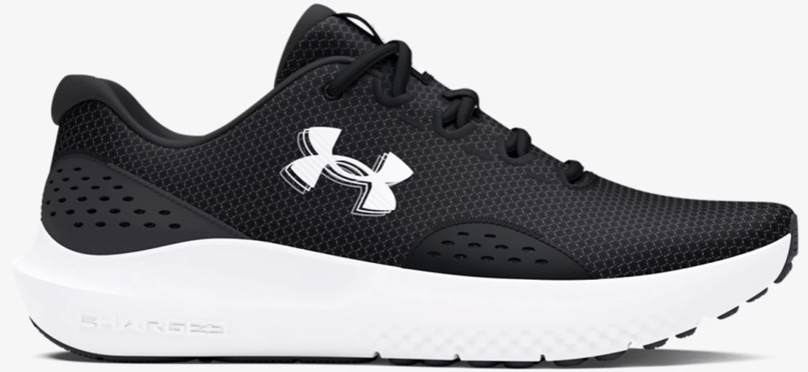 black and white under armour running shoe