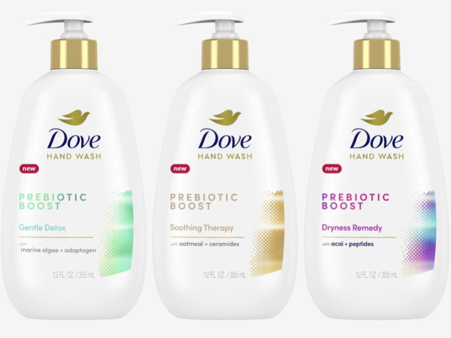 3 bottles of Dove Prebiotic Boost Hand Wash