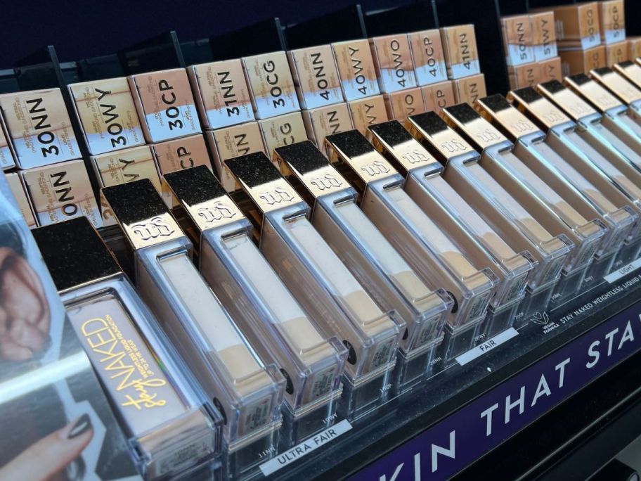 Urban Decay Stay Naked Foundation displayed with Testers at A Sephora Kohl's Store