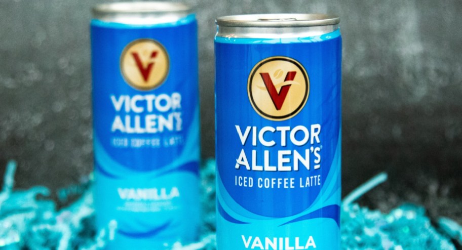 Victor Allen ice coffee latte in vanilla displayed on a table