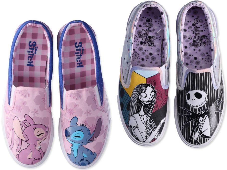 Stitch and Nightmare before Christmas Slip on Shoes