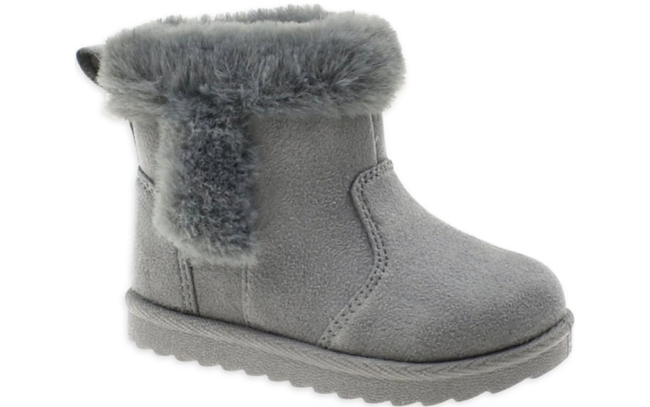 grey fuzzy shearling boot
