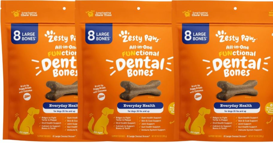 3 bags of Zesty Paws Dental Bones