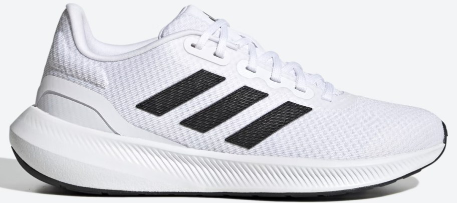 white and black adidas running shoe
