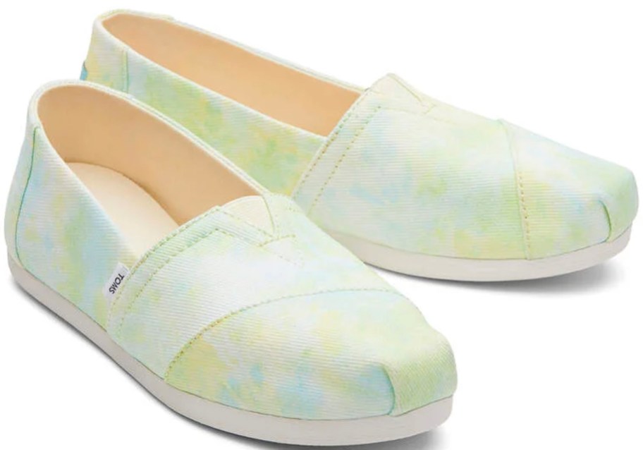 alpargata toms womens yellow and green tie dye shoes