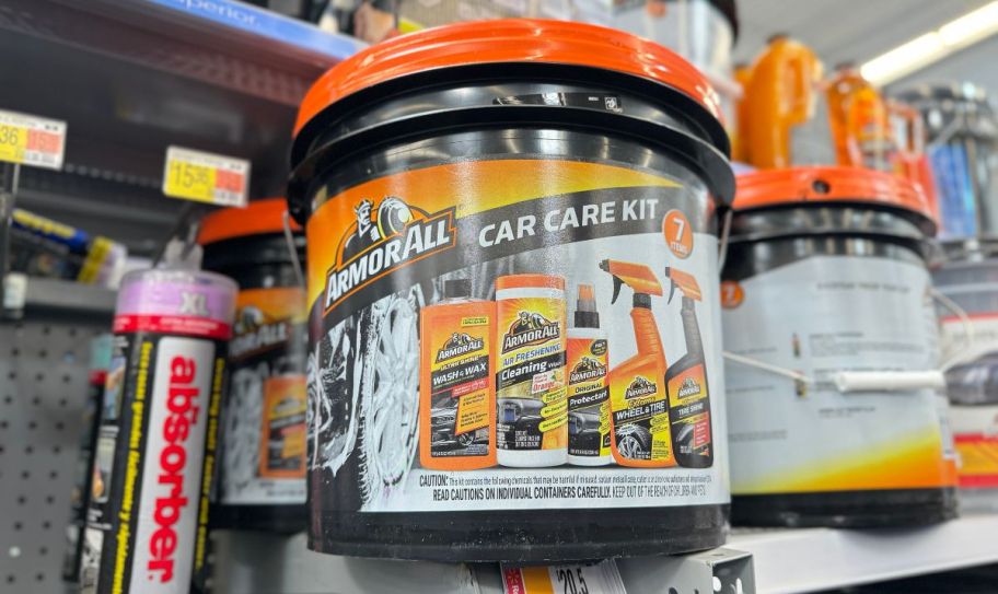 a 7 piece car cleaning kit on a store shelf