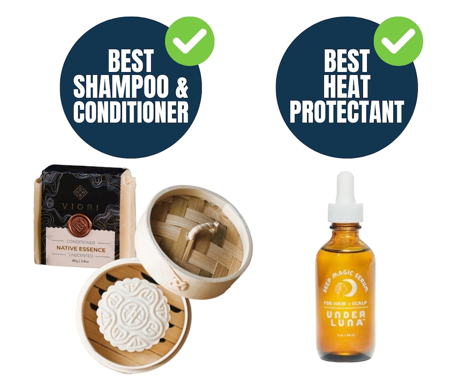 graphic of best shampoo conditioner and heat protectant products