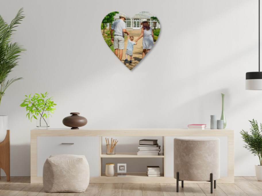heart shaped canvas on wall
