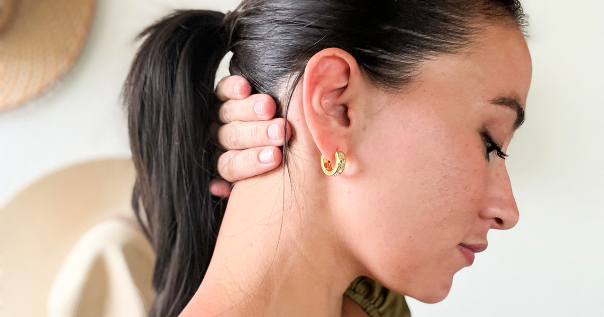 Cate & Chloe Swarovski Crystal Hoop Earrings w/ Gift Box ONLY $18 Shipped