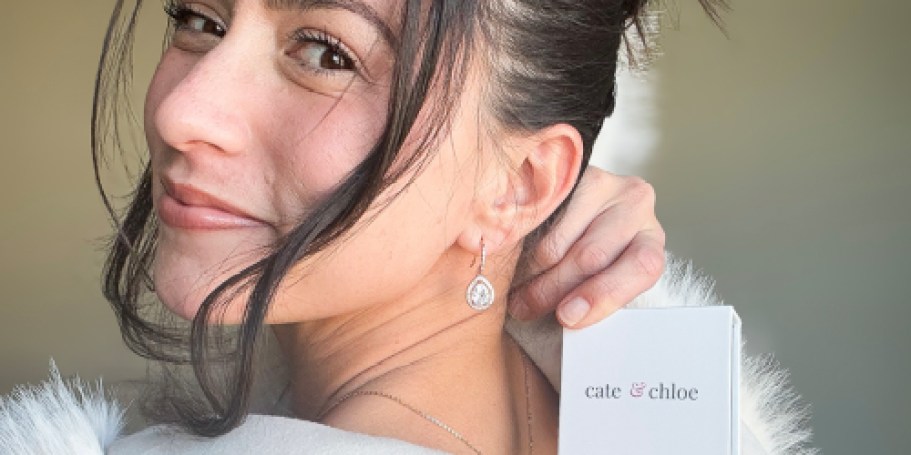 Cate & Chloe 18K Halo Teardrop Earrings in Gift Box Just $18 Shipped (Valentine’s Day Gift Idea!)