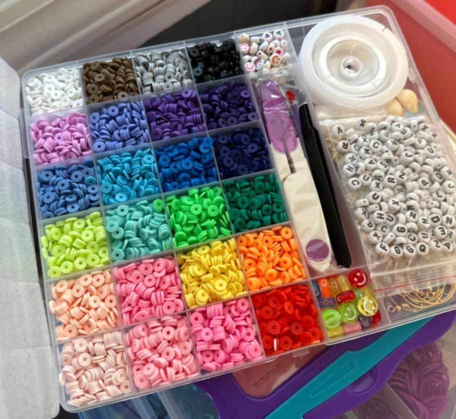 clay bead kit with numerous beads in various colors