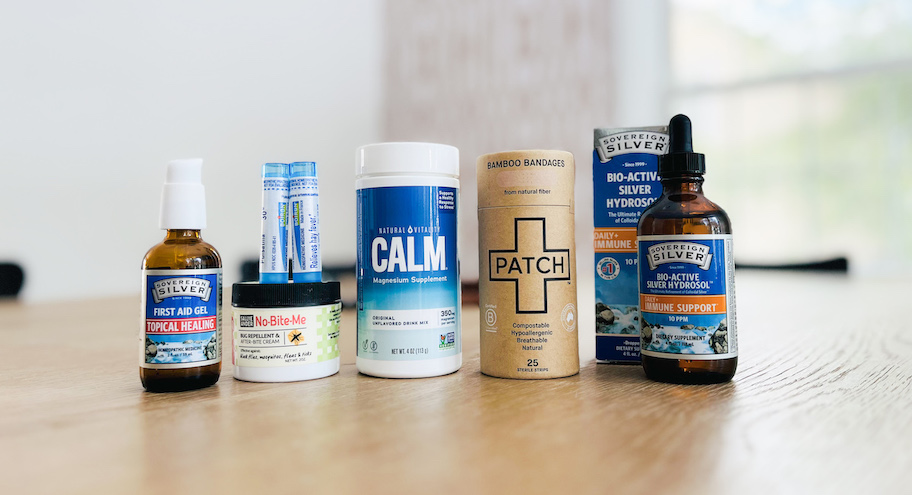 row of toxic free first aid and wellness products