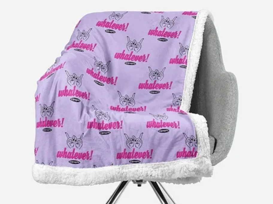 purple clueless throw blanket on chair