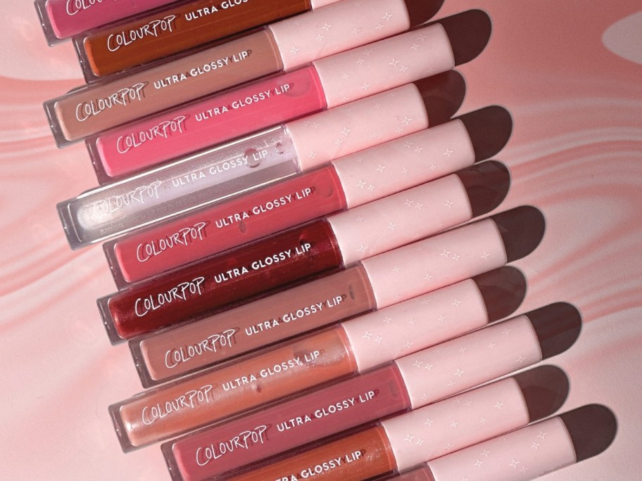 several tubes of ColourPop Ultra Glossy Lip in various colors