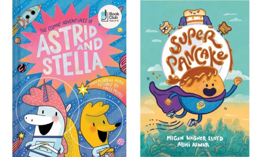 two book cover for Cosmic Adventures of Astrid and Stella and Super Pancake