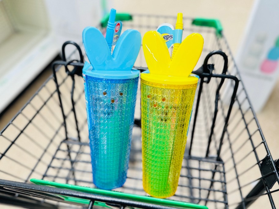 two peeps cups in shopping cart 