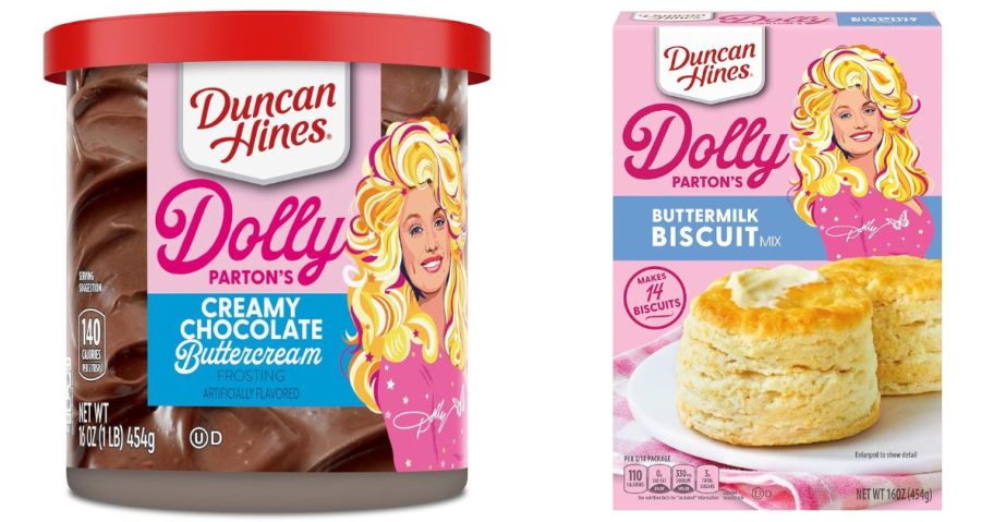 Dolly Parton frosting and biscuit mix