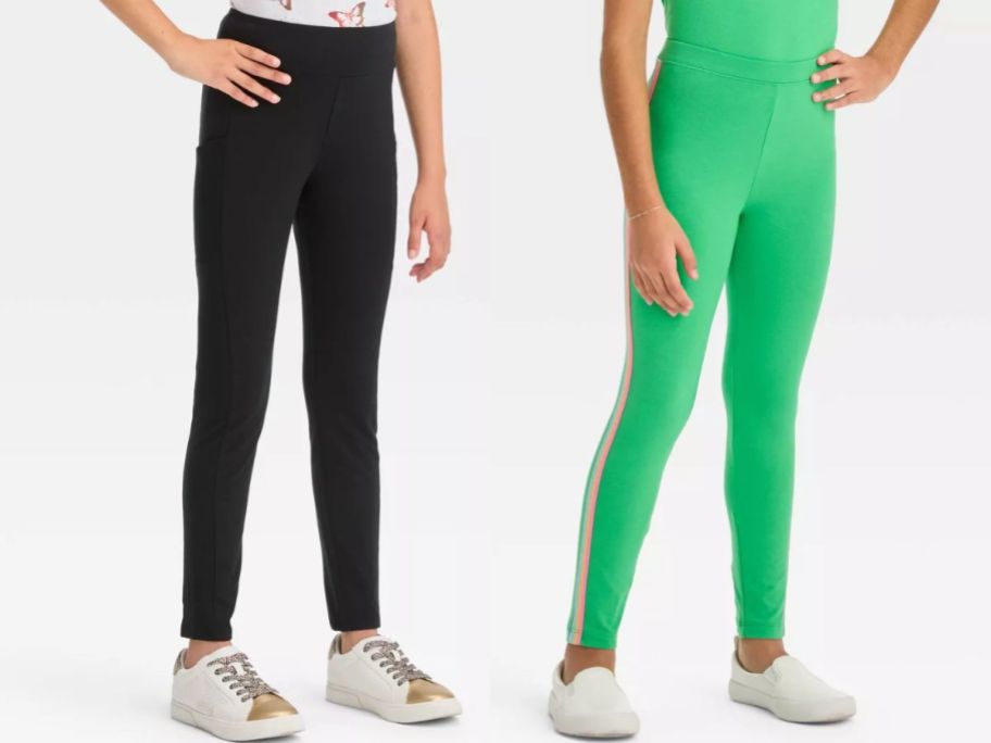 two girls wearing clearance leggings from target