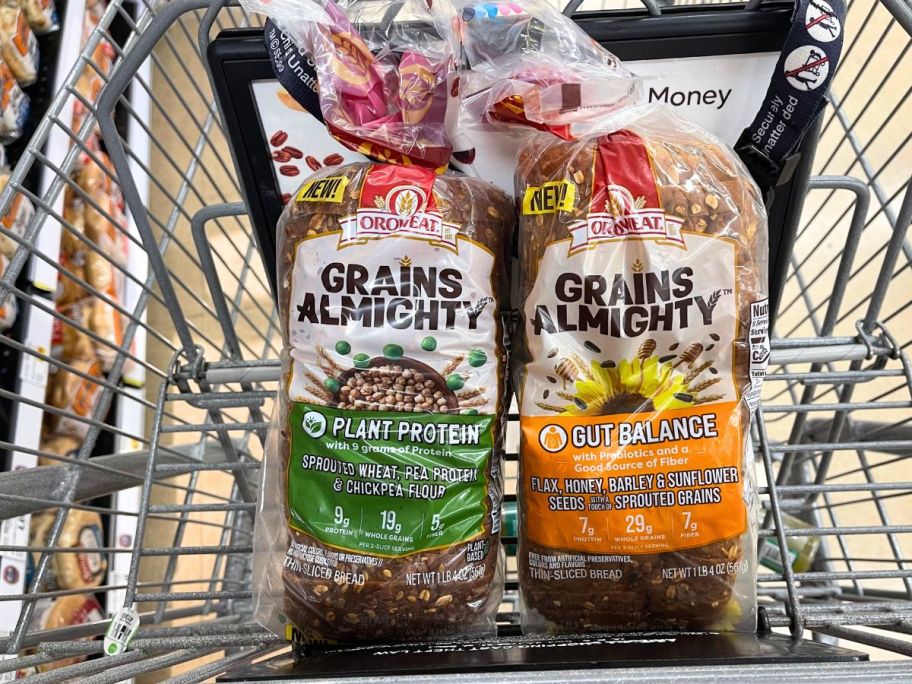 two grains almighty breads in cart
