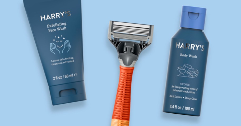 harry's body wash, razor and face wash